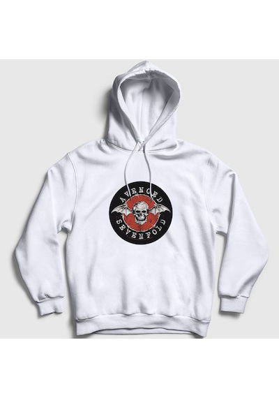 Presmono Unisex Red Avenged Sevenfold Kapüşonlu Sweatshirt Beyaz