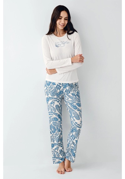 Kocabey Pierre Cardin 9074-s Kadın Uzun Kol Pijama Takım Krem