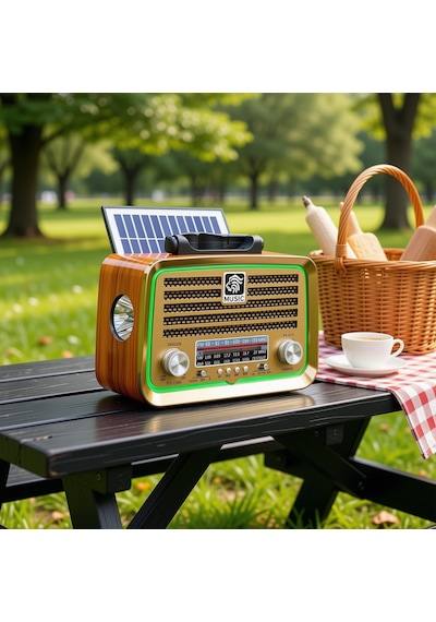 Rt-717 Nostaljik Güneş Panelli Trend Radyo,led Detay Bluetooth Nostalji Radyo