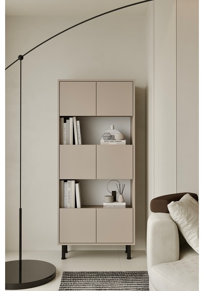 Hitit Kitaplık 175 Cm - Vitrin - Gümüşlük 100% Mdf Metal Ayak Kumtaşı