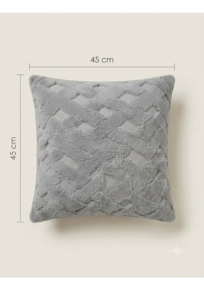 Fugo 2'li Welsoft Kırlent Kılıfı 45x45 Cm Dekoratif Fermuarlı Yumuşak Peluş Kırlent Kılıfı Koltuk Ve Kanepe İçin Gri