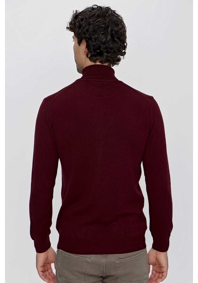 Morven Basic Dinamik Fit Rahat Kesim Balıkçı Yaka Triko Kazak 99kc017003752 Koyu Bordo