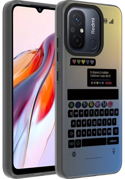 Xiaomi Redmi 12c Kılıf Desenli Zore Dragon Sert Kapak Klavye
