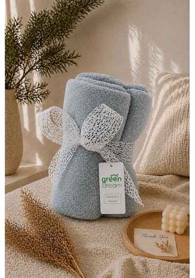 Esnature Wellsoft Peluş Polar Tüylenmez Dört Mevsim Tek Kişilik Kafe Televizyon Battaniyesi 140x190 Mint Yeşil