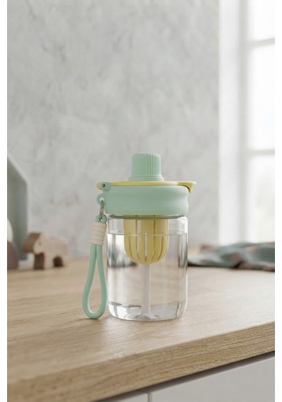 Askılı Pipetli Sızdırmaz Meyve Hazneli Suluk 600 Ml Yeşil