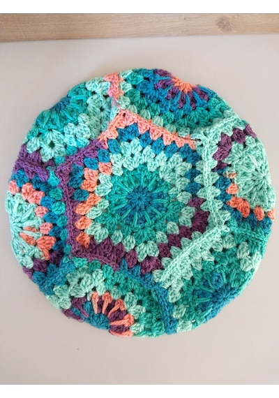 Kemzey Handmade El Yapımı Ressam Beresi , Kadın Ressam Bere, Renkli Kadın Bereleri Mor - Yeşil