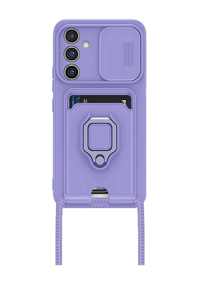 Samsung Galaxy A14 4g Uyumlu Kılıf Zuma Kartvizitli Yüzüklü Silikon - Lila