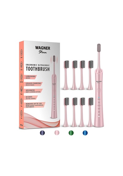Wagner Stern Ultrasonik Beyazlatma 8 Fırça Başlıklı Diş Fırçası - Pembe