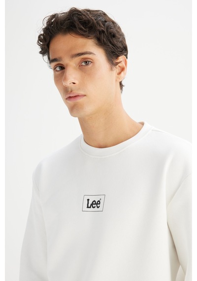 Lee Regular Fit Normal Kesim Sıfır Yaka Sweatshirt Off White