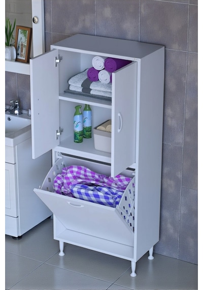 Eliusta Miretta Üst Bölme Kapaklı Altı Kirli Sepetli Dolap 55 Cm Genişlik Beyaz 55x138x32,5 Cm Dolap Beyaz Eliusta Miretta Üst Bölme Kapaklı Altı Kirli Sepetli Dolap 55 Cm Genişlik Beyaz 55x138x32,5 Cm Dolap Beyaz