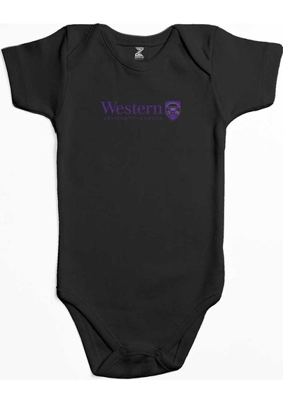 Zepplin Giyim Western University Purple Logo Siyah Bebek Body Zıbın