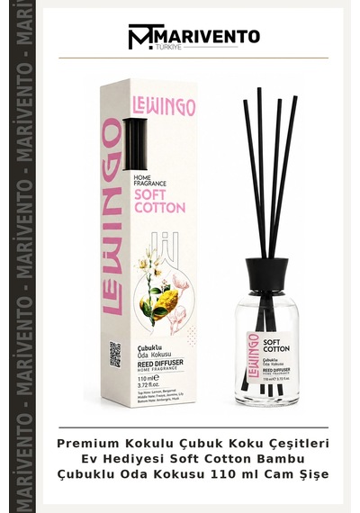 Premium Kokulu Çubuk Koku Çeşitleri Ev Hediyesi Soft Cotton Bambu Çubuklu Oda Kokusu 110 Ml Cam Şişe Çok Renkli