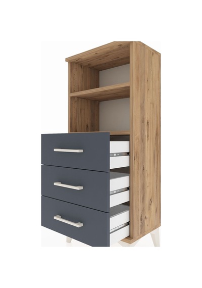 Arges Komodin 2 Raflı 3 Çekmeceli 44x30x106 Çam-antrasit Çam