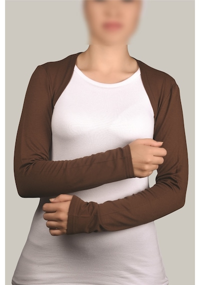 Altobeh Uzun Kollu Kadın Tesettür İçe Giyilen Bolero - Çikolata Çok Renkli