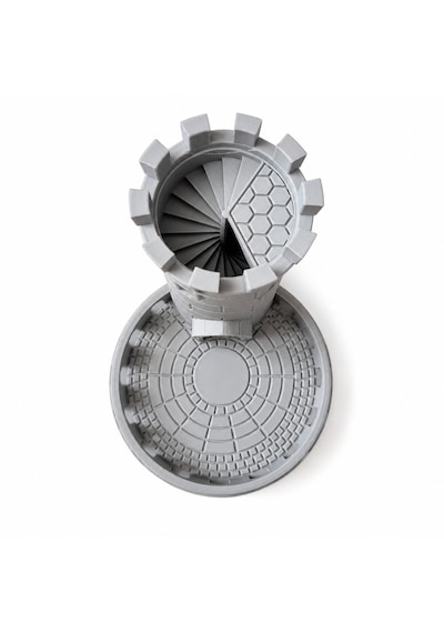 3d Baskı Spiral Merdivenli Zar Kulesi Gri 15 Cm Frp Ve Kutu Oyunları İçin Dice Tower Masaüstü Oyun Aksesuarı