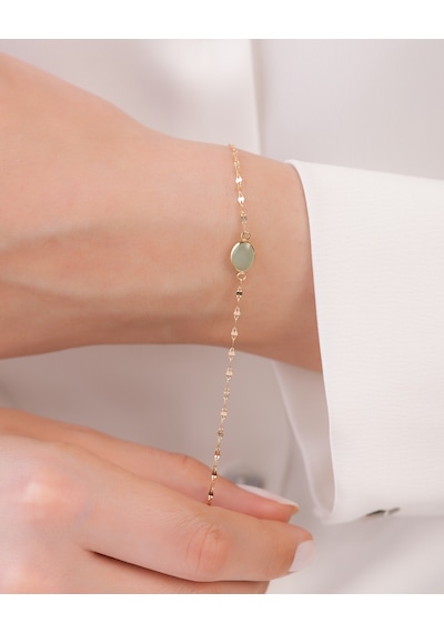 Debora Jewelry 14 Ayar Altın Yeşil Opal Taşlı Bileklik