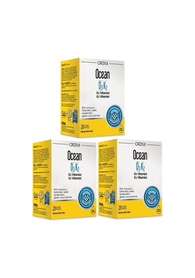 Orzax Ocean D3k2 Damla 20 Ml X 3 Adet