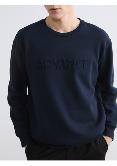 Lcw Vision Lacivert Bisiklet Yaka Baskılı Erkek Sweatshirt