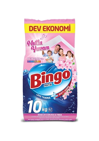 Bingo Matik Mutlu Yuvam Renkliler ve Beyazlar Toz Çamaşır Deterjanı Dev Ekonomi Paketi 10 KG