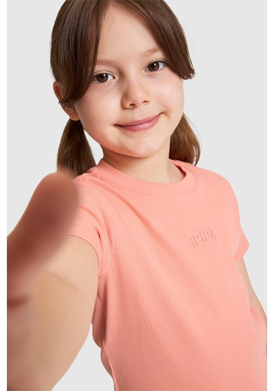 U.S. Polo Assn. Kız Çocuk Mercan Tişört Basic 50325626-vr204 Coral