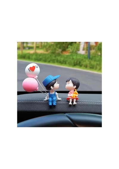 I Love You Yazılı Balon Tutan Sevgili Çiftten Oluşan Biblo Seti
