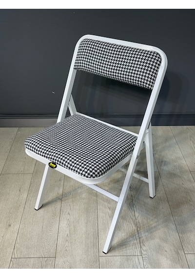 Hey Katlanır Kamp Sandalyesi Piknik Sandalyesi Kazayağı Beyaz Beyaz - Siyah