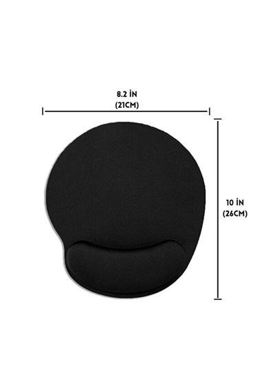 Tiger Track Siyah Bilek Destekli Ergonomik - Kaymaz Taban Mouse Pad 21 Cm 26 Cm