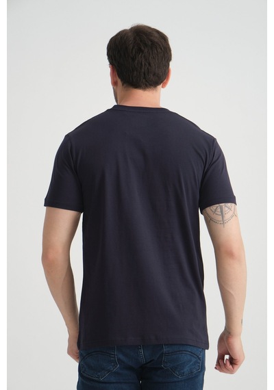 Shooter Sportwear Shooter Erkek T-shirt Nefes Alabilen Esnek Pamuklu Kumaş Regular Kalıp Minimal Logolu Lacivert