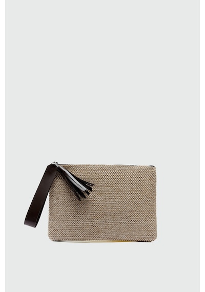 Shule Bags Juno Püskül Detaylı Hasır Clutch Çanta Kahve Kahve