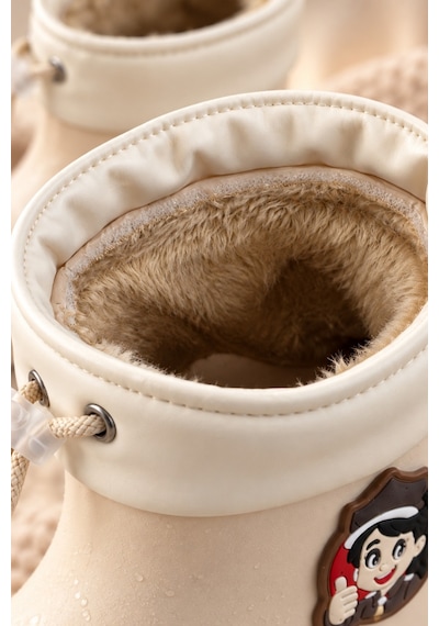 Muggo Kitty İçi Kürklü Lastikli Unisex Çocuk Günlük Yağmur Ve Kar Çizmesi Bej
