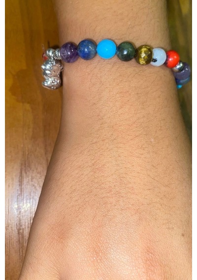 Çin Takvimi Burçları Çharm 7 Çakra Doğal Taş Bileklik Hand Made El İşi Feng Shui Ejderha Yılı Koruyucu Hayvan Monkey Maymun Objeli Çok Renkli