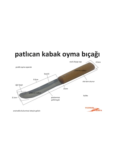 Patlıcan Oyma Bıçağı Kabak Oyma Aparatı Paslanmaz Ahşap Sap İç  Bo