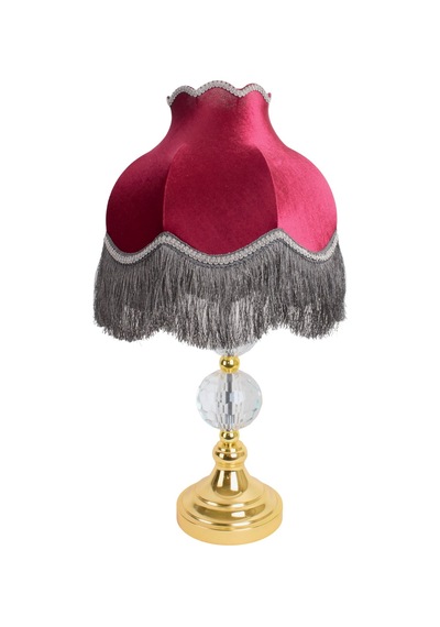 Bordo Abajur Kadife Kumaş Gold Kristal Ayak Ab0770 Diğer