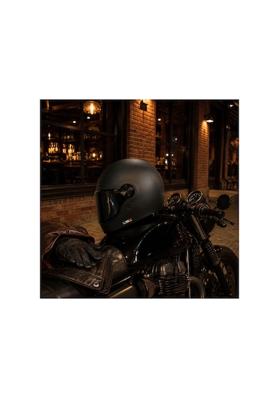 Sway V6 Full Face Retro Kask Siyah Vizör