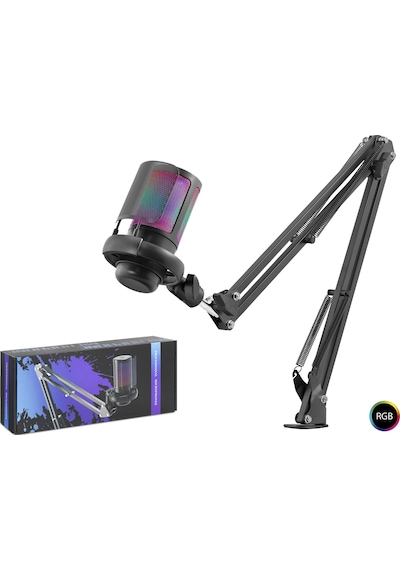 Hadron Me6s35b Gaming Rgb Mikrofon Seti Ayarlı Masa Kolu Type-c 192khz 24bit - Siyah