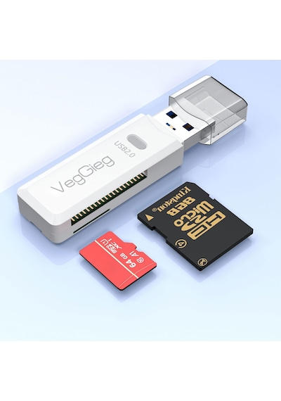 Veggieg USB 2.0 SD-Micro SD Hafıza Kart Okuyucu Beyaz