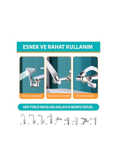Hymark 1080 Derece Dönebilen Evrensel 2 Modlu Robotik Kol Mutfak