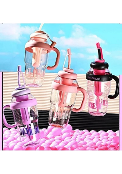 Bıgmug Ice Cream Tritan Pipetli Suluk Detoks Matara 1300 Ml Mor