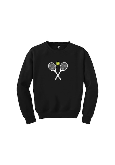 Tennis Rackets Siyah Sweatshirt Beyaz