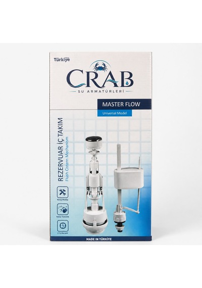 Crab Standart Basmalı Rezervuar Sifon İç Takımı Evrensel Uyumlu Kolay Montaj Beyaz