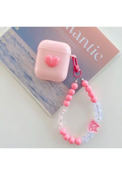 Pembe Kalpli Sevimli 2.nesil Uyumlu Airpods Koruyucu Kılıf
