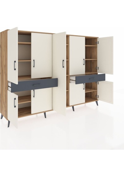 Hyperion Dolap 12 Raflı 2 Çekmeceli 8 Kapaklı 220x44x163 Çam-ayta Çam-aytaşı/antrasit Hyperion Dolap 12 Raflı 2 Çekmeceli 8 Kapaklı 220x44x163 Çam-ayta Çam-aytaşı/antrasit