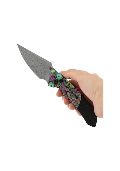 Kansept Fenrir Mor Ölümsüz Baskılı Pc Sap Damascus Çelik Çakı K1034s7 Kum