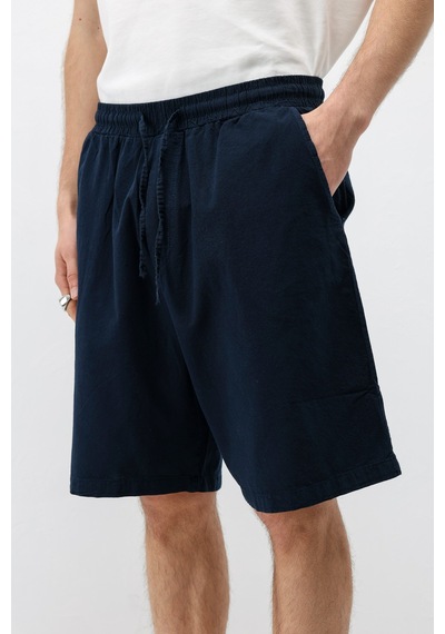 Vamos Oversize Keten Şort Lacivert