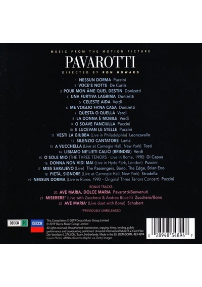 Luciano Pavarotti - Pavarotti Original Motion Picture Soundtrack Cd