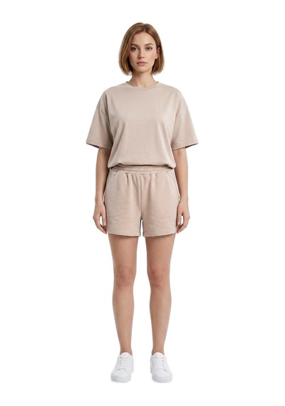 Cottonhıll Premium - Sway Collection Vizon Modal Şortlu Kadın Eşofman Takımı