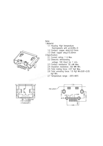 Ic-266a-1 Micro Usb Konnektör Mikro Usb Soket 4 Şase 5 Pin