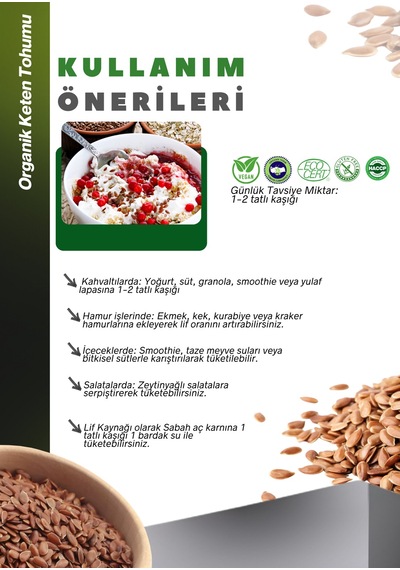 Organik Keten Tohumu 100g Organic Brown Flaxseed