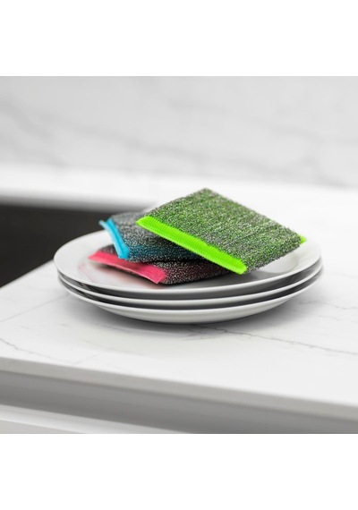 Vileda Glitzi 3 Lü Power Inox Colors Çelik Bulaşık Süngeri