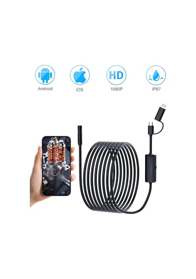 Endoskop Yılan Video Kamera Ios Ve Android Uyumlu Led Li 10 Metre 8 Mm Sert Kablo 2mp Najmaddin Belirtilmemiş